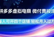拼多多虚拟电商，微付费投流玩法，每人可开四个店，轻松月入过1W