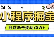 微信小程序掘金，团队自营小程序累计变现38W+，稳定运营三年，一部手机即可操作