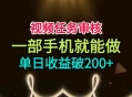 视频任务审核，一部手机就能做，简单上手，单日收益破200+
