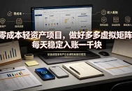 零成本轻资产项目，做好多多虚拟矩阵，每天稳定入账一千块
