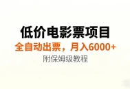 低价电影票项目新玩法，全自动报价出票，月入6000+，附保姆级教程