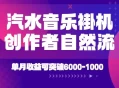 汽水音乐挂G项目，独家新技术新玩法，创作者激励自然流，轻松月创6k-1W