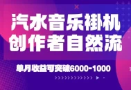 汽水音乐挂G项目，独家新技术新玩法，创作者激励自然流，轻松月创6k-1W